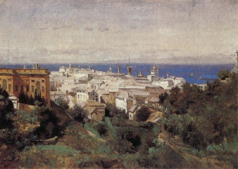 Corot Camille View of Genoa France oil painting art